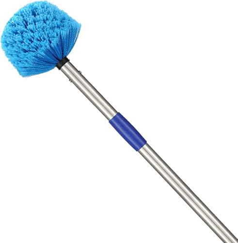 Cobweb Duster with Extension Pole - 10 FT Lightweight Stainless Steel Extendable Duster Ceiling Fan Duster for High Ceilings, Medium Stiff PET Bristle Spider Web Brush for Indoor/Outdoor Cleaning - size: 10FT