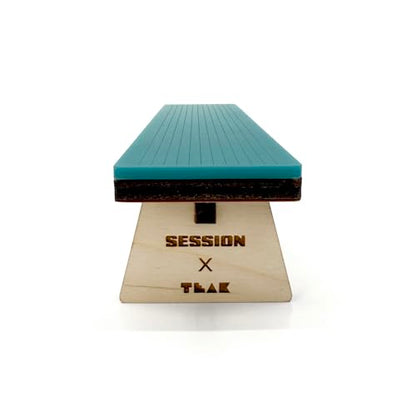 Teak Tuning x Session Wooden Fingerboard Obstacle - The Bench, Baltic Birch Wood with Teal Acrylic Surface, 7 7/8 x 1 3/4 x 1 3/4 Inches