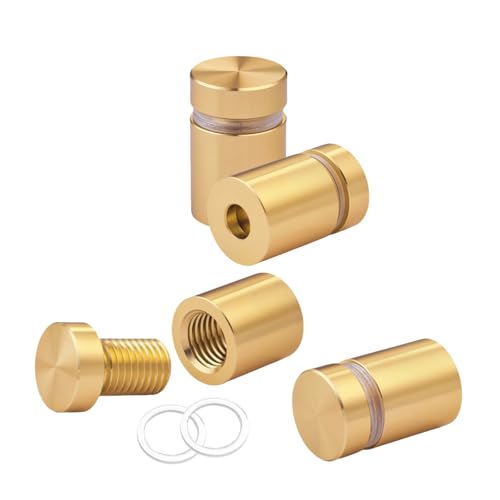 Pack of 12 Aluminum Standoff Screws Wall Sign Standoff Mounting Hardware Glass Standoff Mount for Acrylic Picture Frame (12, Champagne, 1/2" X 1/2") - color: Champagne, size: 1/2" x 1/2"