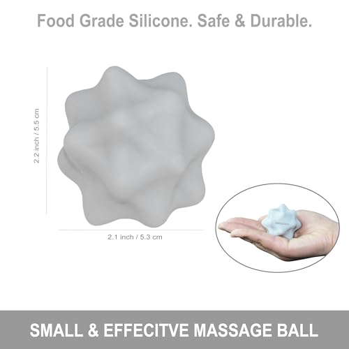 Small Spiky Massage Ball Trigger Point Massage Tool 2.2"×2.1" Gray | Solid Bumpy Massager for Deep Tissue Myofascial Release Hand Foot Plantar Fasciitis Pain Relief Knots Acupoint Yoga Fitness - color: Gray
