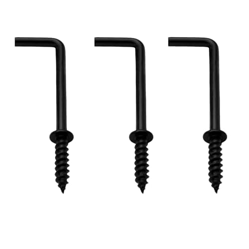 40 PCS 2 Inch Screw in L Shaped Hooks, Black 7 Shaped Right Angle Screw Hooks for Hanging Lamp,Plants,Decorations,kitchenware and DIY Crafts - size: 2inch 40pcs