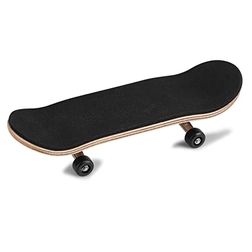 5-Layered Maple Wood Finger Skateboard with Bearing Wheels, Soft PU Pad and Elastic Rubber, Great for Fidgety Hands, Helps Relieve Stress and Emotional Disclosure - color: Black
