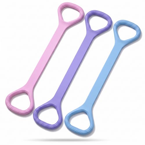 Figure 8 Resistance Band with Handles, Elastic Workout Band for Arms, Back & Shoulder Training, Stretching Rope for Yoga, Pilates & Physical Therapy Exercise Equipment(Purple Pink Blue)
