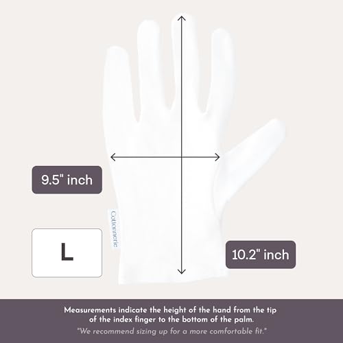 4 Pairs Cottonnerie Basics Cotton Gloves for Dry Hands Sleeping, Moisturizing Gloves Overnight, Hand Moisturizer Gloves, Moisture Gloves for Dry Hands Overnight, Sleeping Gloves, Large - size: Basics Large