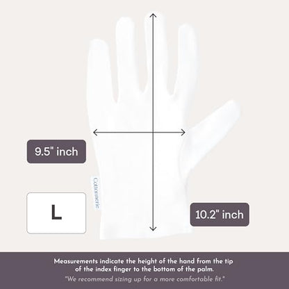 4 Pairs Cottonnerie Basics Cotton Gloves for Dry Hands Sleeping, Moisturizing Gloves Overnight, Hand Moisturizer Gloves, Moisture Gloves for Dry Hands Overnight, Sleeping Gloves, Large - size: Basics Large