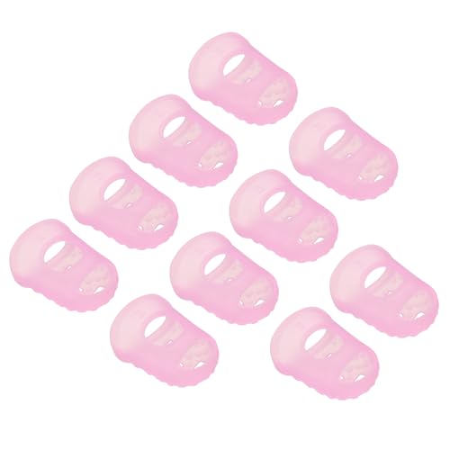 PATIKIL Finger Tips Anti Slip Fingertip Protector, 10 Pack 28mm Silicone Finger Guard for Paper Sorting Sewing Guitar Playing, Pink M Size - color: Pink