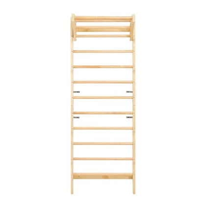 VEVOR Swedish Ladder Wall Gym, 2-in-1 10-Level Indoor Jungle Gym, 220LBS Loading Solid Wood Gymnastic Stall Bars for Kids & Adults, Indoor Playground Climbing Playset with Pull-Up Bar, Wall Ladder - style: 10-Level 2-in-1