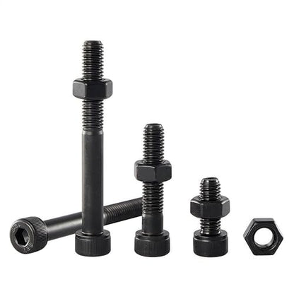 M10-1.5x100 Socket Head Cap Screw and Nut Kit 4set, Grade 12.9 Alloy Steel, Black Oxide Finish, Partially Thread, High Tensile Strength for Automotive, Machinery & Heavy Duty Use - size: M10x100mm(4 Sets）