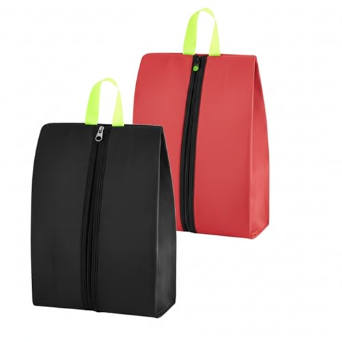 2 Pcs Smell Proof Cleat Bag for Travel, Odor Absorbing & Water Resistant Soccer Cleat Bags, Smell Proof Shoe Bag with Active Carbon Fabric, for Golf Gym Sports Men Women (Black,Red) - color: Black, Red