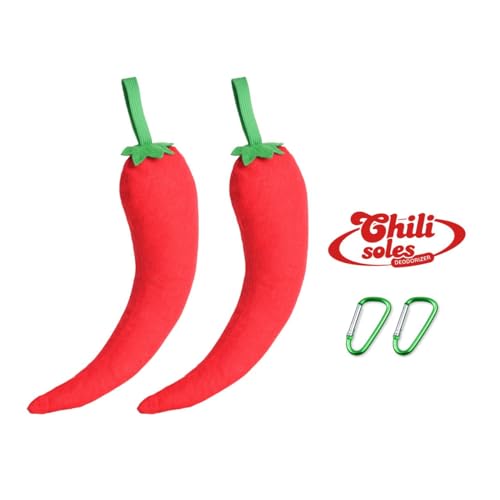 Chilisoles 2 Pack Shoe Deodorizer Odor Eliminator for Shoes, Cleats, Closets, Drawers, Gloves - Moisture Absorber, Air Freshener, Air Purifier Moso Bamboo Activated Charcoal Long- Lasting Reusable - color: Chili