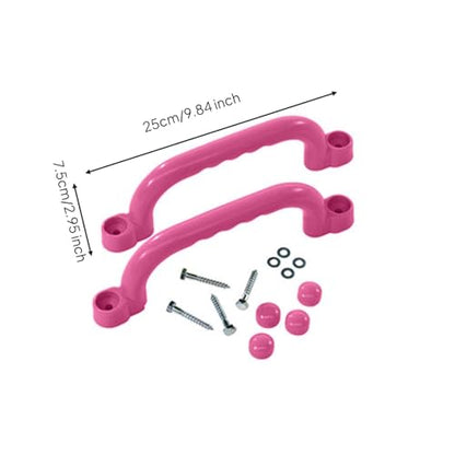 Vaveren Children Climbing Handle Non Slip Playset Ergonomic Outdoor Climbing Grab Bar Secure Hold Suitable for Treehouse Backyard Home Playground, Pink - color: Pink