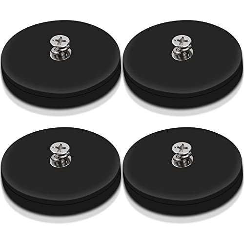 4Pack Anti-Scratch Mounting Magnets, 30LBS Rubber Coated Neodymium Magnets with M4 Threaded Studs, Non-Slip Strong Monting Magnet for Led Lighting Bar, Neodymium Magnet Base for Signal Lighting - size: 1.6x0.23in M4-4pack