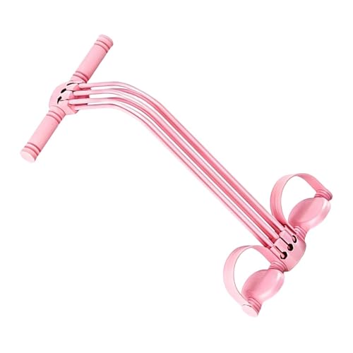 Foot Pedal Resistance Band Six-Tube Elastic Stretching Tension Rope | Balanced Resistance Band for Home Gym Yoga Workout Exercise Indoor Outdoor Strength Training Stretching Leg Arm Body - color: Pink