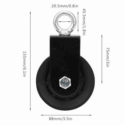 plplaaoo Fitness Equipment Bracket Pulley Mute Hanging Wheel DIY Support PP Iron Plate Wheel Set for Gym Home Workout Sturdy Durable Anti High Temperature Resistance 155x88mm 385g