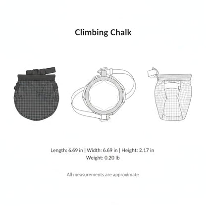 Climbing Chalk Bag with Drawstring Closure - Lightweight Waist Pouch for Rock Climbing, Bouldering & Gym Training (6.7 Inch Opening) - color: Black