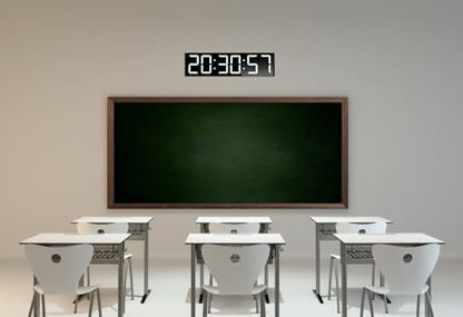 26'' Extra Large Home Gym Timer Clock, Programable Workout Interval Timer, Digital Wall Clock, with 7-Color Night Light, 8 Alarm Clocks, Calendar/Temperature, Countdown & Stopwatch (White)