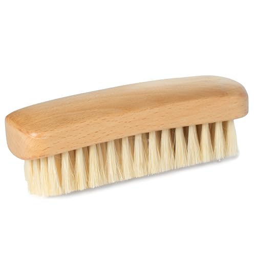 GranNaturals Palm Size Boar Bristle Smoothing Hair Brush - Soft White Bristle Slick Back Hairbrush for Slicking Hair to Create Sleek Style - Natural Wood Handle for Women + Men