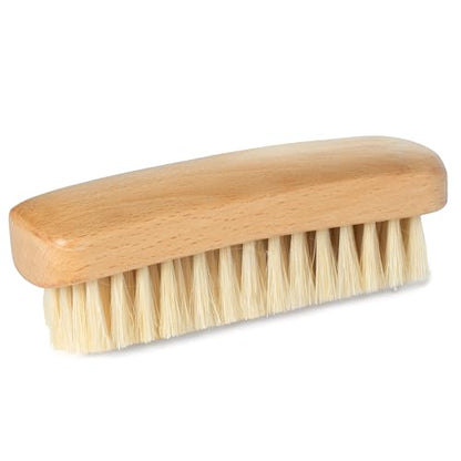 GranNaturals Palm Size Boar Bristle Smoothing Hair Brush - Soft White Bristle Slick Back Hairbrush for Slicking Hair to Create Sleek Style - Natural Wood Handle for Women + Men
