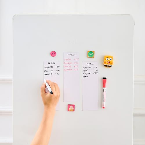 Mini Magnetic Fitness Tracker whiteboard for Squat Rack, 8.5" x 2.75" WOD Board for Home Gym Workouts with Dry Erase Markers, Portable Dry Erase Boards for Garage Gym, Weight Lifting Accessories