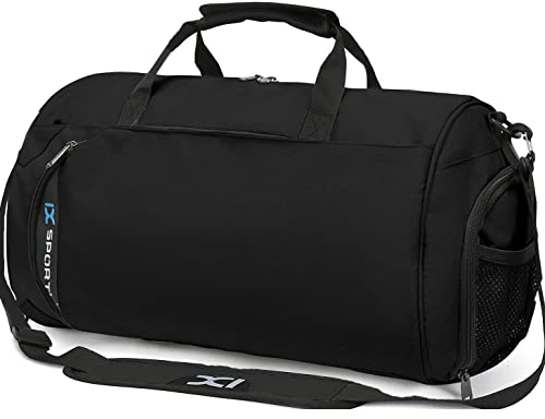 INOXTO Small Sports Gym Bag，Travel Duffel Bag with Dry Wet Pocket and Shoes Compartment for Women and Men，35L Waterproof Weekender Fitness bag For Swim Sports Travel Working Out (black) - color: black