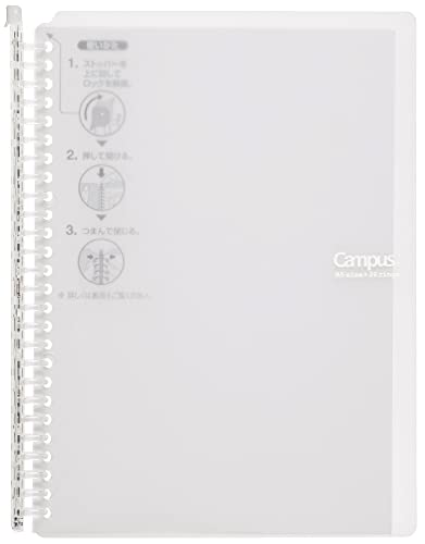 Kokuyo Campus Smart Ring Binder, B5 Clear Refillable Binder Notebook 26 Holes with 10 Extra Loose-Leaf Paper, Up to 60 Filler Papers for Work & Study, Japan Import (RU-SP706T) - color: Clear