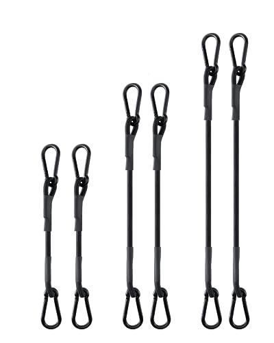 190 Lbs 18" 24" 36" Heavy Duty Bungee Cords with Carabiner Hooks, 6 Pack | LUCKY STRAPS Black UV Resistant Bungee Straps for Luggage Racks, Cargo, Hand Carts, Bikes, Trucks, Motor, Camping & Outdoor - size: 18''+24''+36'', style: Black