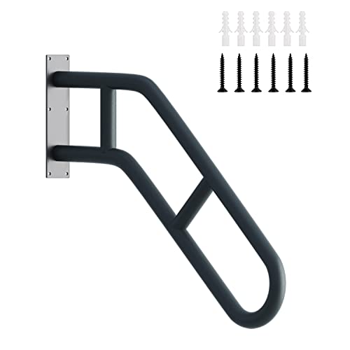 Upgraded Stair Handrails for 1-3 Steps, Handrails for Outdoor Steps | Wall Mount Handrail for Outdoor Grab Bar Frossvt, 27'' Garage, Porch, Garden 1 to 3 Steps Stairs Black - size: 27 inch, style: Bent Black 1 Pack
