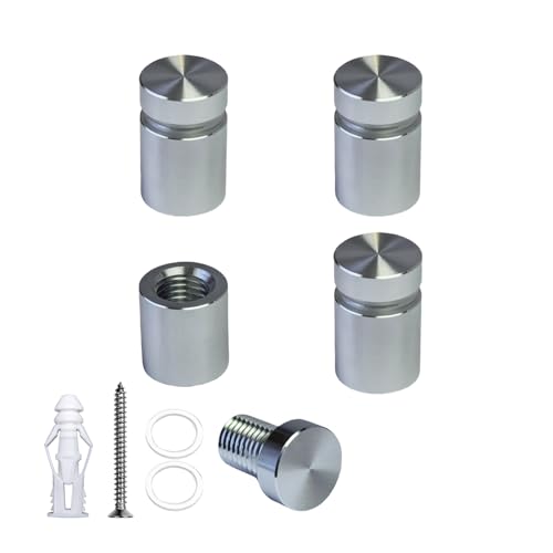 Pack of 4, Aluminum Standoff Screws, Wall Sign Standoff Mounting Hardware Advertising Glass Standoff Nail for Hanging Acrylic Picture Frame (Silver, 1/2" x 1/2") - color: Silver, size: 1/2" x 1/2"