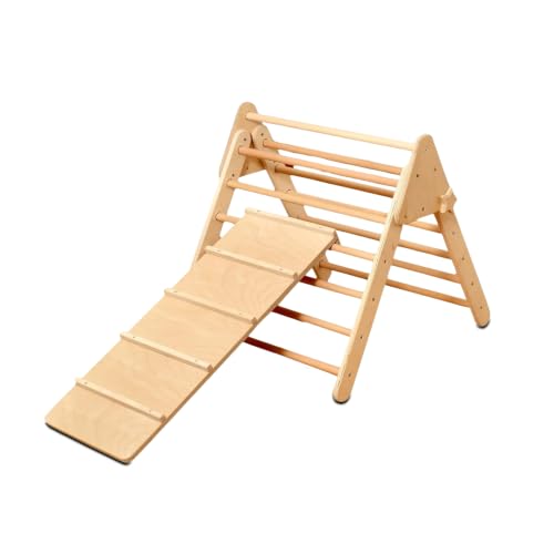 Montessori Wooden Climbing Triangle for Kids | Foldable Wooden Indoor Play Gym for Toddler | Foldable Indoor Climbing Frame | Montessori Balance and Coordination Kids Climber (Ladder Ramp) - style: Ladder Ramp