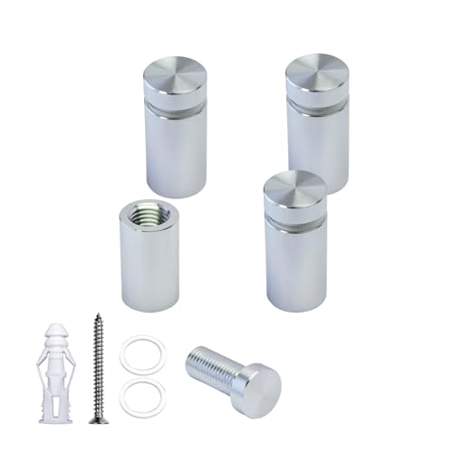 Pack of 4, Aluminum Standoff Screws, Wall Sign Standoff Mounting Hardware Advertising Glass Standoff Nail for Hanging Acrylic Picture Frame (Silver, 1/2" x 3/4") - color: Silver, size: 1/2" x 3/4"