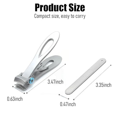 Bestac Heavy Duty Ultra Wide Jaw Nail Clippers Set - Stainless Steel Toenail Clippers for Thick Nails, Seniors, Men & Women - Big Manicure Pedicure Nail Cutter Kit (Silver) - color: Silver