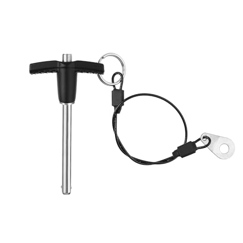 T Handle Quick Release Pin 0.24 Inch Diameter ,Stainless Steel Ball Locking Pin with Push Button Lanyard Cable Usable Length 1.97"(6*50mm) - size: 6mm-50mm