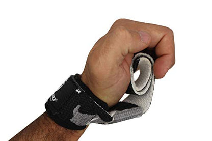 Gripad Heavy Duty Lifting Straps in Carry Pouch - Wrist Strap Set for Weight Lifting, Cross Training & Power Lifting - Strong Neoprene Gym Workout Deadlift Enhanced Grip and Stability - color: desert camo