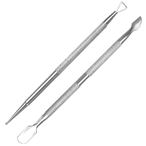 Manicure Kit for Women, 2-Piece Stainless Steel Nail Tools with Double-Ended Cuticle Pusher & Cuter, Gel Polish Remove Tool & Nail Dotter Pen for Nail Art, Home and Salon - size: Dotting Pen