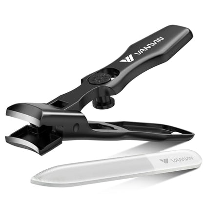 German Nail Clippers for Men Thick Nails, VANWIN Toenail Clippers for Seniors Large Wide Jaw Opening, Heavy Duty No Splash Fingernail Clipper with Safety Lock Nail Clippers with Catcher for Women - style: Black