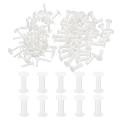 PATIKIL M5x15mm Plastic Binding Post, 50 Sets Plastic Chicago Screws Binding Screw Rivet Post Press-on Buckle for Leather Scrapbook Photo Albums, White - color: White, size: M5x15mm
