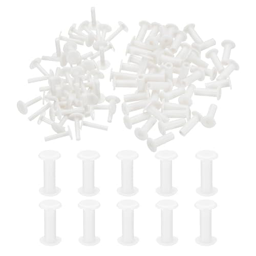 PATIKIL M5x15mm Plastic Binding Post, 50 Sets Plastic Chicago Screws Binding Screw Rivet Post Press-on Buckle for Leather Scrapbook Photo Albums, White - color: White, size: M5x15mm