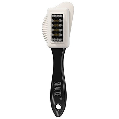 Suede Brush and Eraser Kit – 4-Way Nubuck Cleaner with 2 Erasers | Suede shoe brush & suede cleaner — rubber bristles, welts, nylon/brass lift dirt from shoes, boots, bags & purses - size: 5 - Brush w/ 2 Erasers