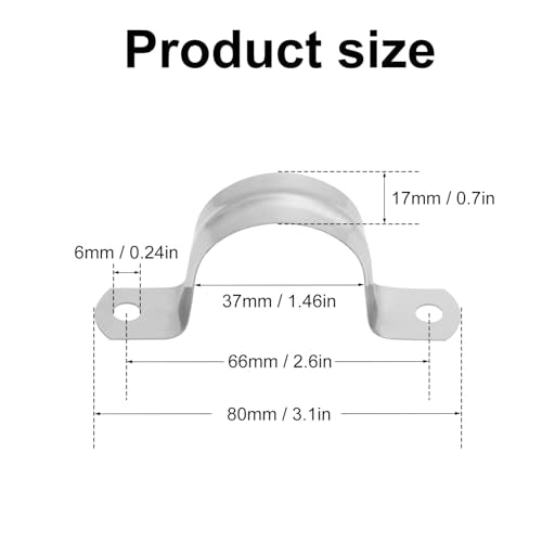 200 PCS 1-3/8 Inch Stainless Steel Rigid Pipe Strap, 1-3/8 Inch Conduit Clamps, U Bracket Mounting Clamps with Two Hole, U Tube Pipe Clamp for Chemical Industry, Commercial - size: 200 PCS 1-3/8 Inch