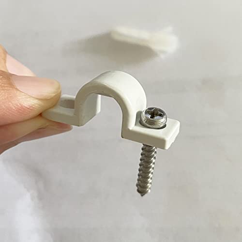 WAFJAMF 12Pcs White Wire Shelf Loop Clips Set with Screws & Expansion Tubes | Plastic construction back wall mount fasteners for closet shelving concrete installation hardware - color: White