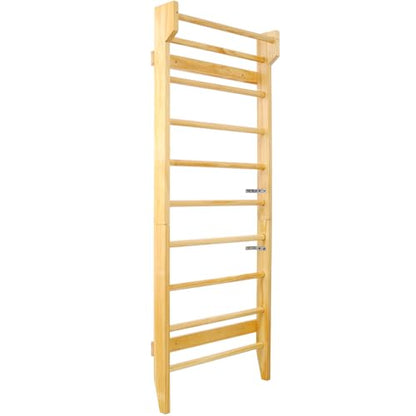 Wall-Mounted Wooden Swedish Ladder for Home Gym Use – Sturdy Pull-Up and Stretching Bar for Functional Fitness Training