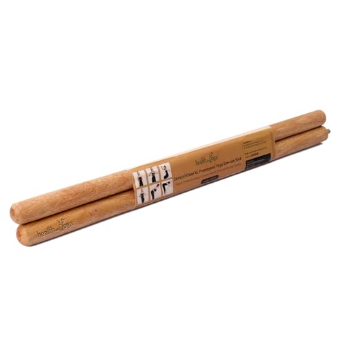 HealthAndYoga™ StretchNHeal Collapsible Multi-Use Wooden Yoga Stick - Regular and XL - Portable Posture Corrector Pole, Stretch Mobility Stick, Physical Workout Exercise Dowel - size: XL - 48" without Sleeve
