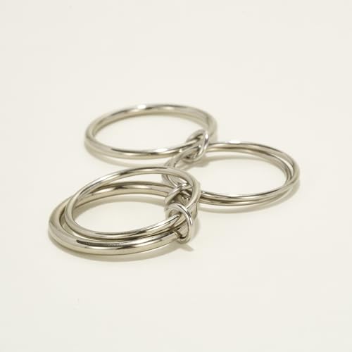 Shapes Studio Trio Linked Ring, stackable Ring, Minimalism style for women, Never Tarnish - size: 7, style: Five Band( all silver)