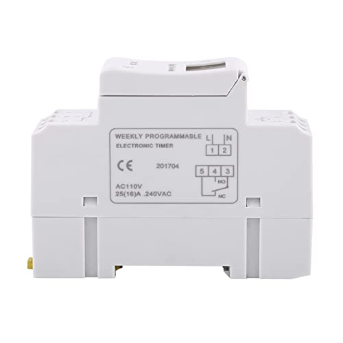 15A Programmable Timer Relay 7 Day Heavy Duty Digital Timer Switch with LCD 16 On 16 Off Pre-Setting THC DIN Rail (110V)