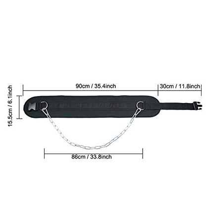 Pull-up Belt Weighted Dip Belt with Chain Double D-ring Weightlifting Back Support Strap Home Gym Equipment Waist Belt - color: with plastic buckle