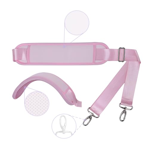 60 Inch Shoulder Strap for Bag with Removable Ultra-Thick Pad | 60" Shoulder Strap with Removable Thick Pad,Adjustable Buckles and Metal Hooks, for Briefcase/Laptop/Messenger/Luggage Bag - color: Pink
