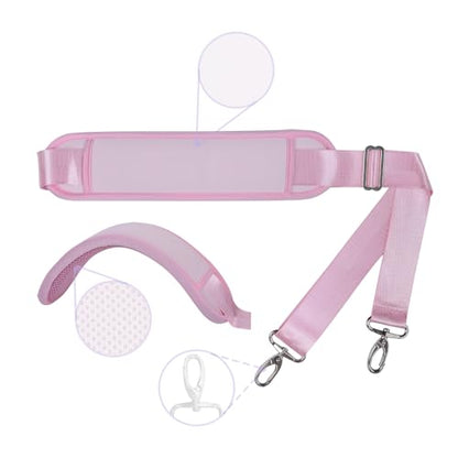 60 Inch Shoulder Strap for Bag with Removable Ultra-Thick Pad | 60" Shoulder Strap with Removable Thick Pad,Adjustable Buckles and Metal Hooks, for Briefcase/Laptop/Messenger/Luggage Bag - color: Pink