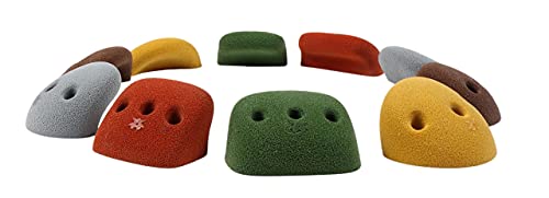 Atomik Rock Climbing Holds Set of 10 Medium Screw-On Basic Jugs in Assorted Earth Tones