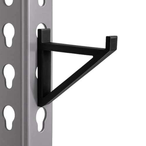 Garage Storage Utility Hooks (4-Pack) – Keyhole Shelving Hook Fits Standard Boltless Uprights – Strong Organization for Workshop & Shelves (Black) - color: Black