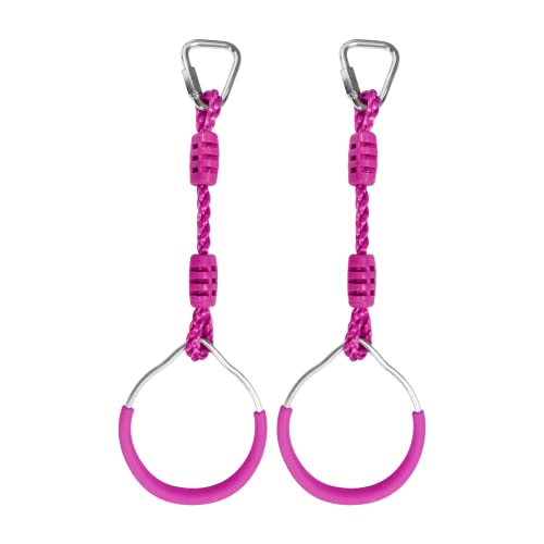 Swing Gymnastic Ring Warrior Obstacle Course Slackline Climb Trapeze Fist Training Equipment, 2 Purple Ninja Monkey Bar Hang Jungle Fist Workout Outdoor Indoor Home Gym Backyard Playground Play Sets - color: Purple, size: 2 Pack